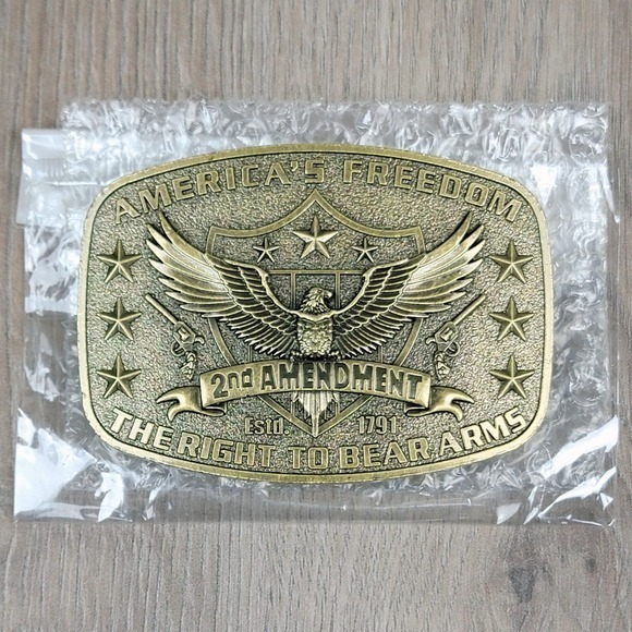 America's Freedom 2nd Amendment Belt Buckle - Bronze  - New - Picture 5 of 5